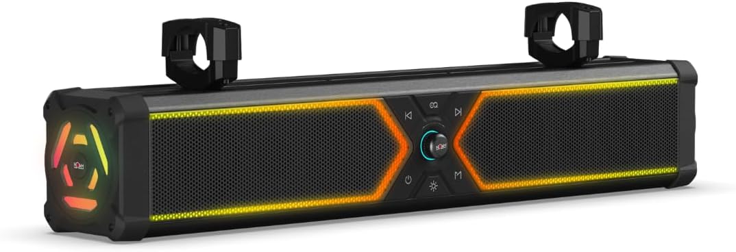 NOAM NSB UTV 28" Soundbar – Waterproof IP 66 All-Metal Bluetooth Sound System with RGB Lights for UTV, Golf Carts & Boats | True 250W RMS.