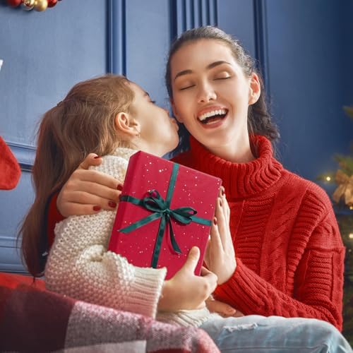 Glitzer Seidenpapier für Geschenktüten, 60 Blatt Rot Seidenpapier Verpackungsmaterial, Rot Bastelpapier mit Metallic-Folie, Glänzendes Geschenkpapier für Geburtstage, Weihnachten, 50 x 35 cm