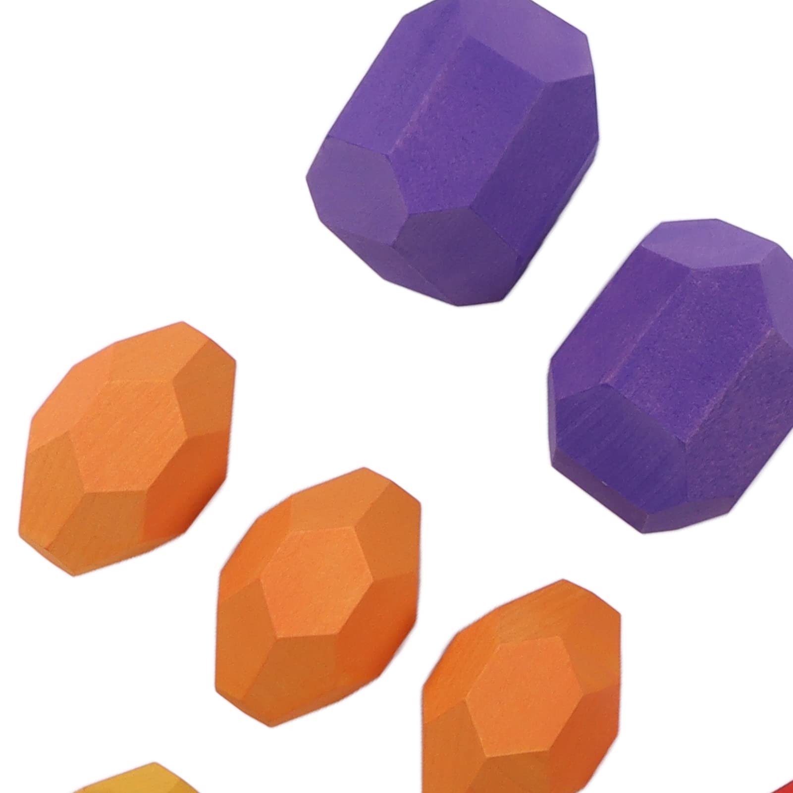 Bloques Apilables de Piedra de Colores de Madera para Niños, Diseño Educativo de 360°, Material para Niños, Rojo, Morado y Amarillo