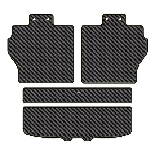 Hotfield ダイハツ 互換品 タフト 900系 ラゲッジルームマット カーボンファイバー調 / 形状02 分割式カバータイプ ロック糸カラー:ブラック