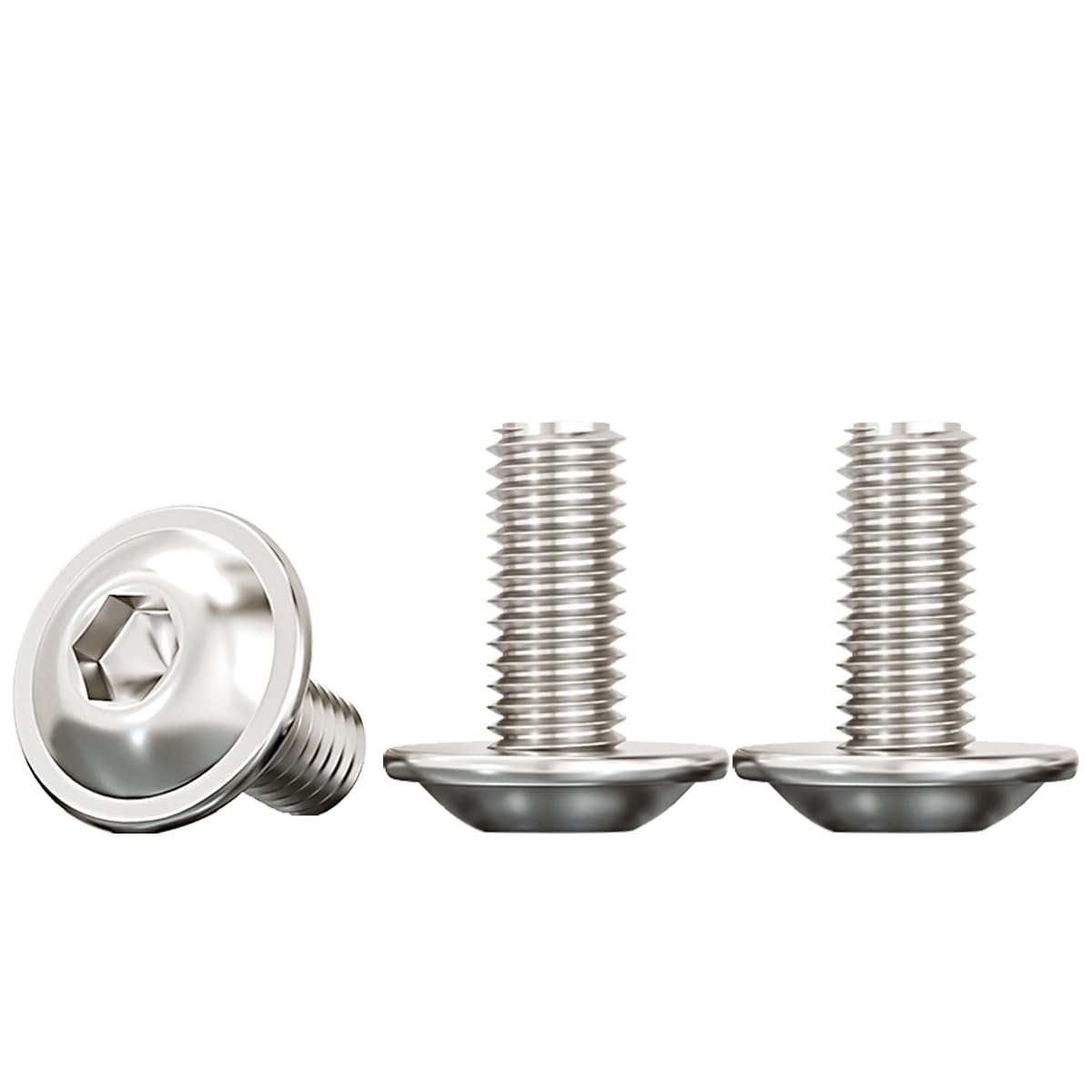 Drenky 20 Pcs M6 Flanged Button Head Screws - M6 X 12mm, 304 Stainless Steel, Rustproof, Rounded Head with Flange