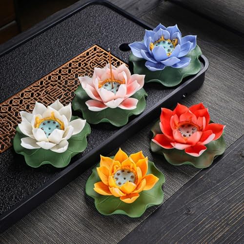 Brûle-encens céramique bleu grand modèle attrape-cendres décoratif zen - 8
