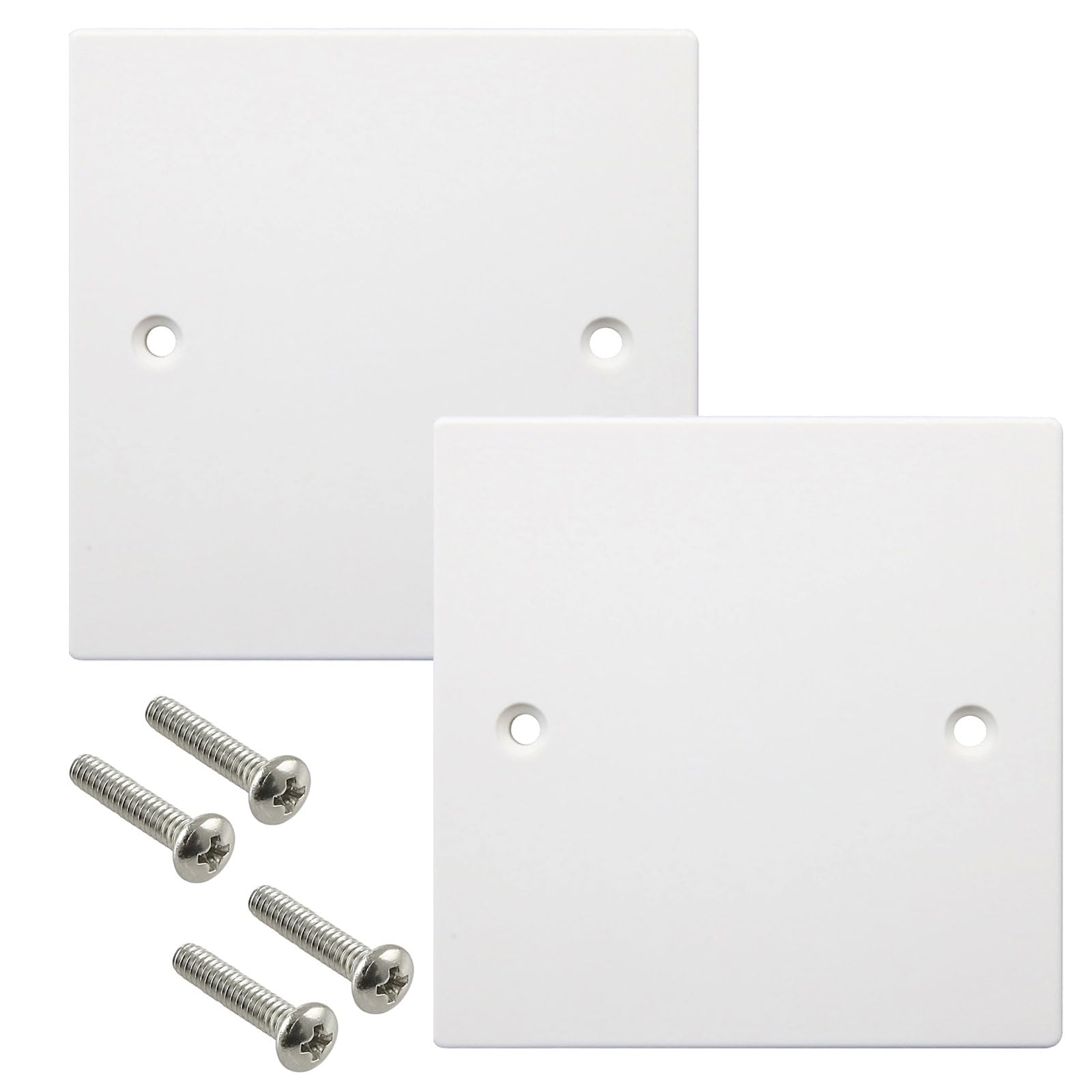2 Pezzi Piastra di copertura singola per prese elettriche, Placca Da Parete Vuota in Plastica, Copri Foro Muro Piatto Da Parete per Coprire Prese o Interruttori, bianca, con viti, 8,6 x 8,6 cm