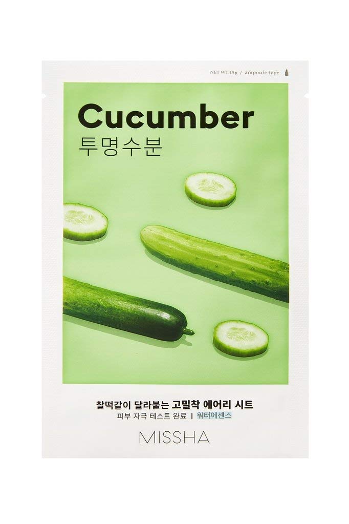 MISSHAAiry Fit Sheet Mask Cucumber Water Type | Refreshing Hydration | Soothes and Revitalizes the Skin | Cucumber Extract, 1 g