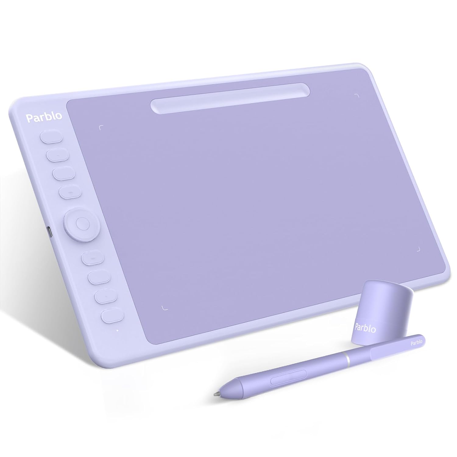 Parblo Intangbo M Drawing Tablet 10×6 inch,Digital Graphic Tablet with 8192 Levels,Battery-Free Stylus and 8 Hot-Keys Drawing Pad,Work with Window/Mac,Android,Purple