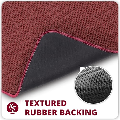 Bath Mat,Ultra Thin Bathroom Runner Rugs,Large Bath Mats for Bathroom,Quick Dry,Non-Slip,Machine Washable,Low Pile,Bath Rug,Shower Outside,Sink,Home Decor Accessories.Red,1'5"x2'11"(17x35inch)
