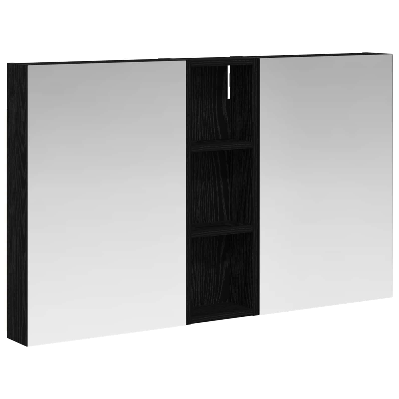Lot de 3 armoires de salle de bain en bois - 100 x 10,5 x 60,5 cm - Montage mural - Avec éclairage LED - Miroir bidirectionnel - Espace de rangement et étagères pour meubles de salle de bain