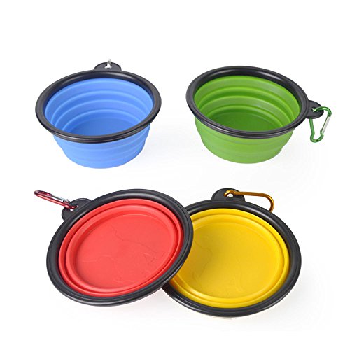 Ansi Home Dog Travel Bowls Portable Collapsible Foldable Expandable Pet Dog Cat Feeding Travel Silicone Bowl (4-Pack)