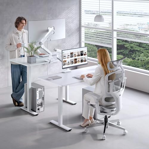Image of FlexiSpot Single Monitor Arm, Premium Aluminum Monitor Desk Mount Fits Screen up to 39 Inches, Fully Adjustable Monitor Stand with C-Clamp & Grommet Base, Holds 6.61 to 26.46 lbs, White