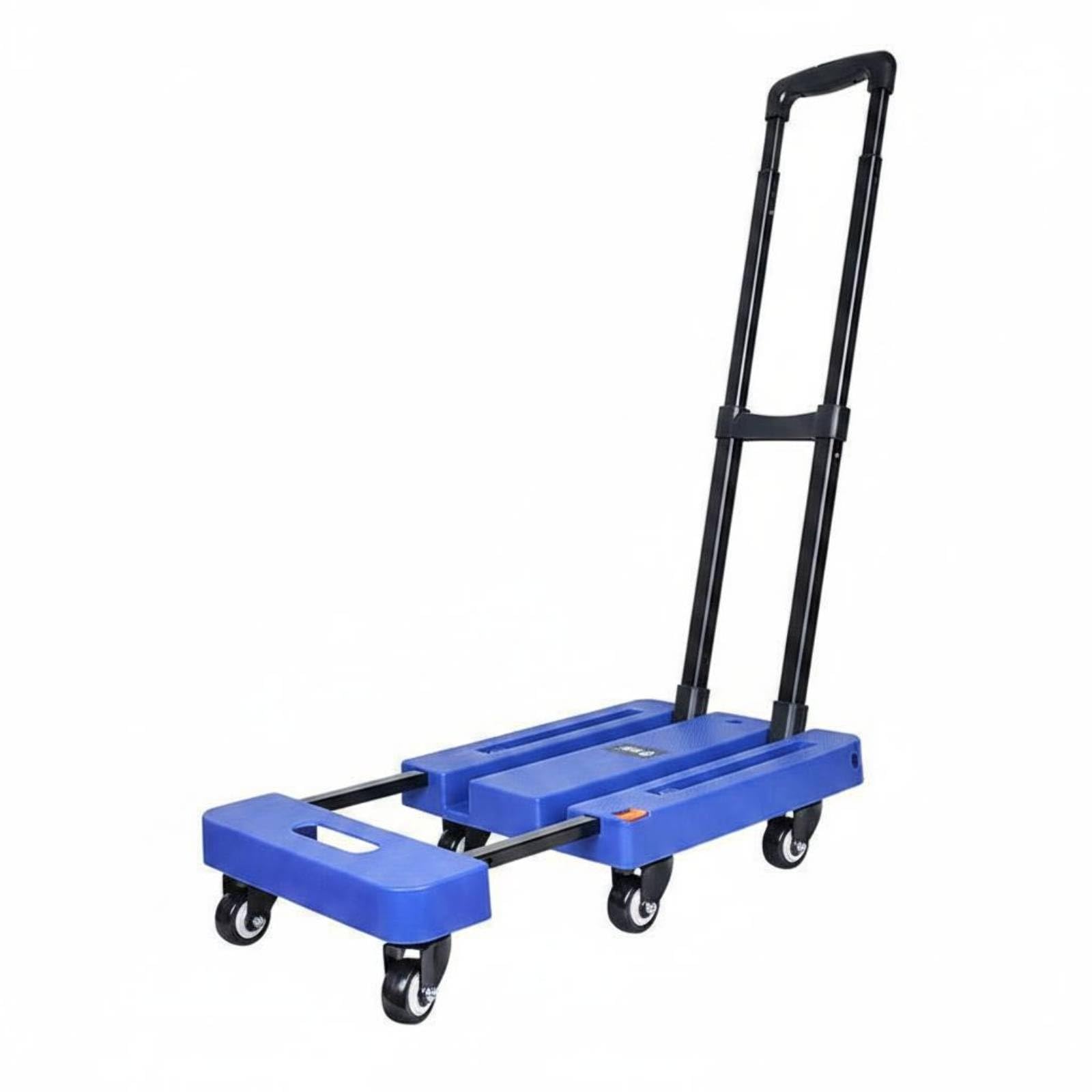 F Fityle Carrito de Transporte Plegable Manija Ruedas Giratorias con Estructura de Hierro Resistente Carga 200 Kg Adecuado para, Azul, Ruedas De PU Negras De 2 Pulgadas