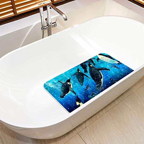 Tapis de bain antidérapant bébé écologique pingouin sous-marin