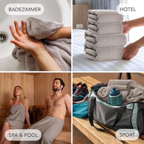 SLEEPZEN - Set aus 6 Gesichtstüchern/Waschlappen aus Bio-Baumwolle (Beige) - GOTS & Oeko-Tex Zertifiziert - 500 g/m² Langstapel-Baumwolle - Besonders Weich & Saugfähig - Hergestellt in Portugal