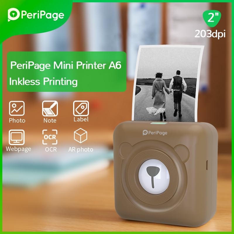 A6 Mini imprimante de Poche HD 304DPI Imprimante Thermique sans Fil BT Image Photo Étiquette Mémo Notes Papier de reçu de Journal Autocollant d'imprimante instantanée