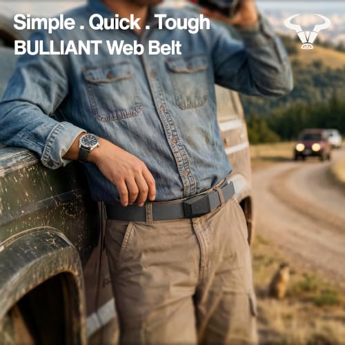 Image of BULLIANT 2-Pack Men Stretch Tactical Web Belt-Trimmable 1.5 inch-Adjustable Fit | Smooth Sliding | Adjustable for Precise Fit | Tailored Size | Rugged Nylon for Heavy Duty, hiking, Hunting