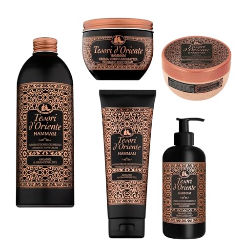 Tesori d'Oriente Wellness Ritual Hammam | aromatisches Duschgel Bad Creme Peeling Flüssigseife mit Argan-Öl und Orangenblüte Wellness-Rituale für Körper & Sinne