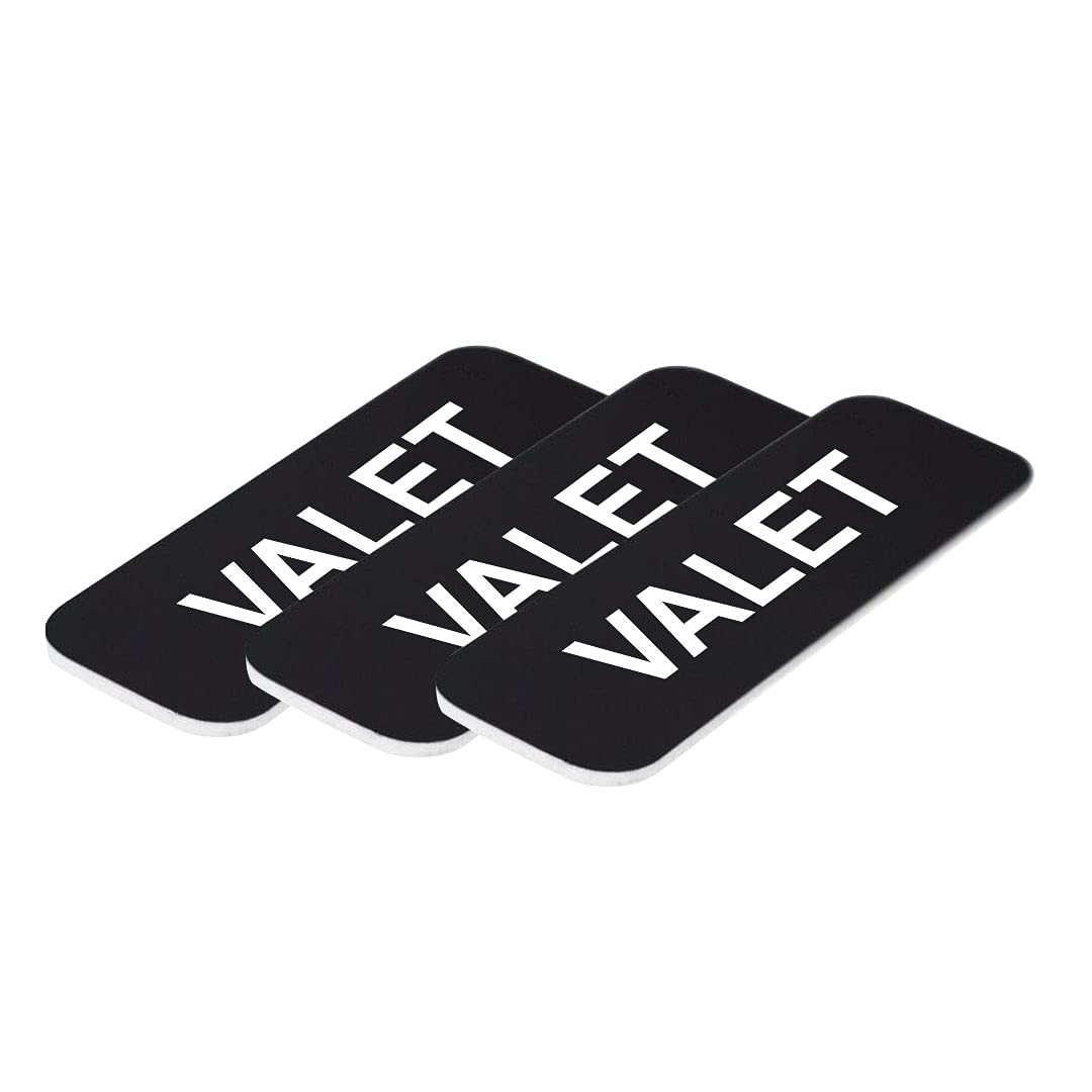 Valet 1 x 3" Name Tag, Black (3 Pack)