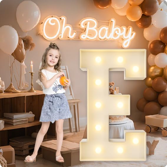 HXWEIYE Large Marquee Letter E, 3FT Battery Operated, Easy to Assemble
