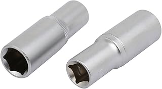 Aexit 1/2-inch Square Hand Operated Tools Drive 18mm 6 Point Deep Socket Impact Silver Tone 2pcs Model:75as86qo719