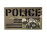 Large 5X3 Inch IR Multicam US American Flag Blood Type NKDA B Pos Police Patch (B+, Multicam)