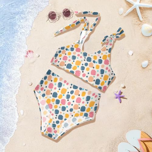 Polka Dots Girls Two Piece Tankini Swimsuits Summer Bathing Suit Beach Swimwear Set2