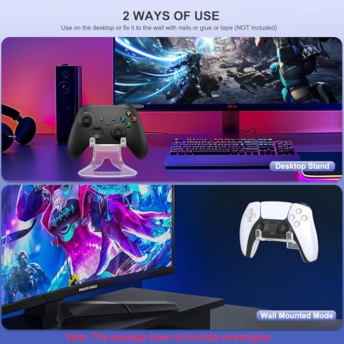 Image of 2 Packs Game Controller Holder Stand Compatible with Nintendo Switch 2 Xbox PS5 PS4 PC Controllers, Durable Universal Clear Display Stand for Almost All Controller