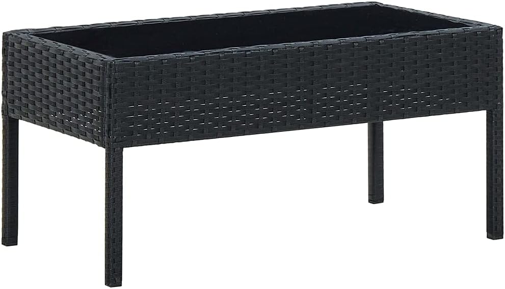 Patio Table,Outdoor Coffee Table, Bistro Table,Balcony Table,Outdoor Patio Furniture,Small Side Table,Patio Dining Table, for Deck,Lawn,Garden,Backyard, Black 29.5"x15.7"x14.6" Poly Rattan