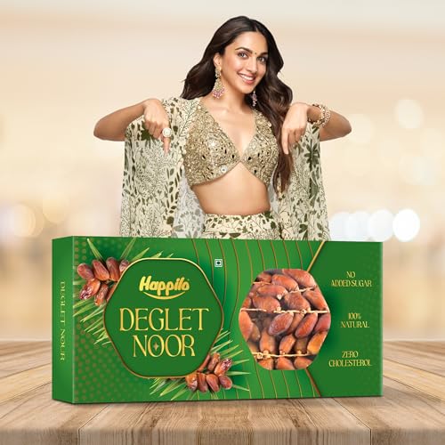 Image of Happilo Deglet Nour Dates 500g, Healthy snacks, Dry fruits, Khajoor, Khajur, Rich in Natural Nutrients and Fibers, Perfect for Snacking, Healthy snacks and Delicious
