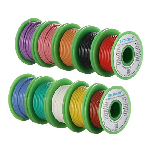 Image of BNTECHGO 18 Gauge Silicone Wire Kit 10 Color Each 25 ft Flexible 18 AWG Stranded Tinned Copper Wire | Flexible 18 Gauge Stranded Wire Silicone Rubber Insulation For RC Models, Drone, Robot, Battery, EV Charger, 3D Printer, DIY