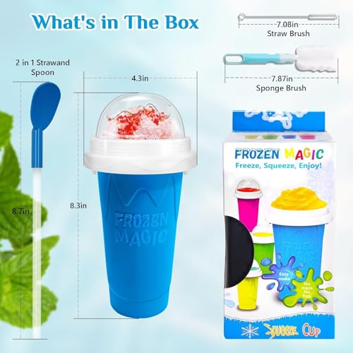 Slushie Cup Slushie Maker Cup Magic Quick Frozen Smoothies Cup, Slushie Machine for Home Squeeze Slushie Cup ,DIY Slushie Maker Cup Gifts (Blau + Gelb, Groß) – Bild 6