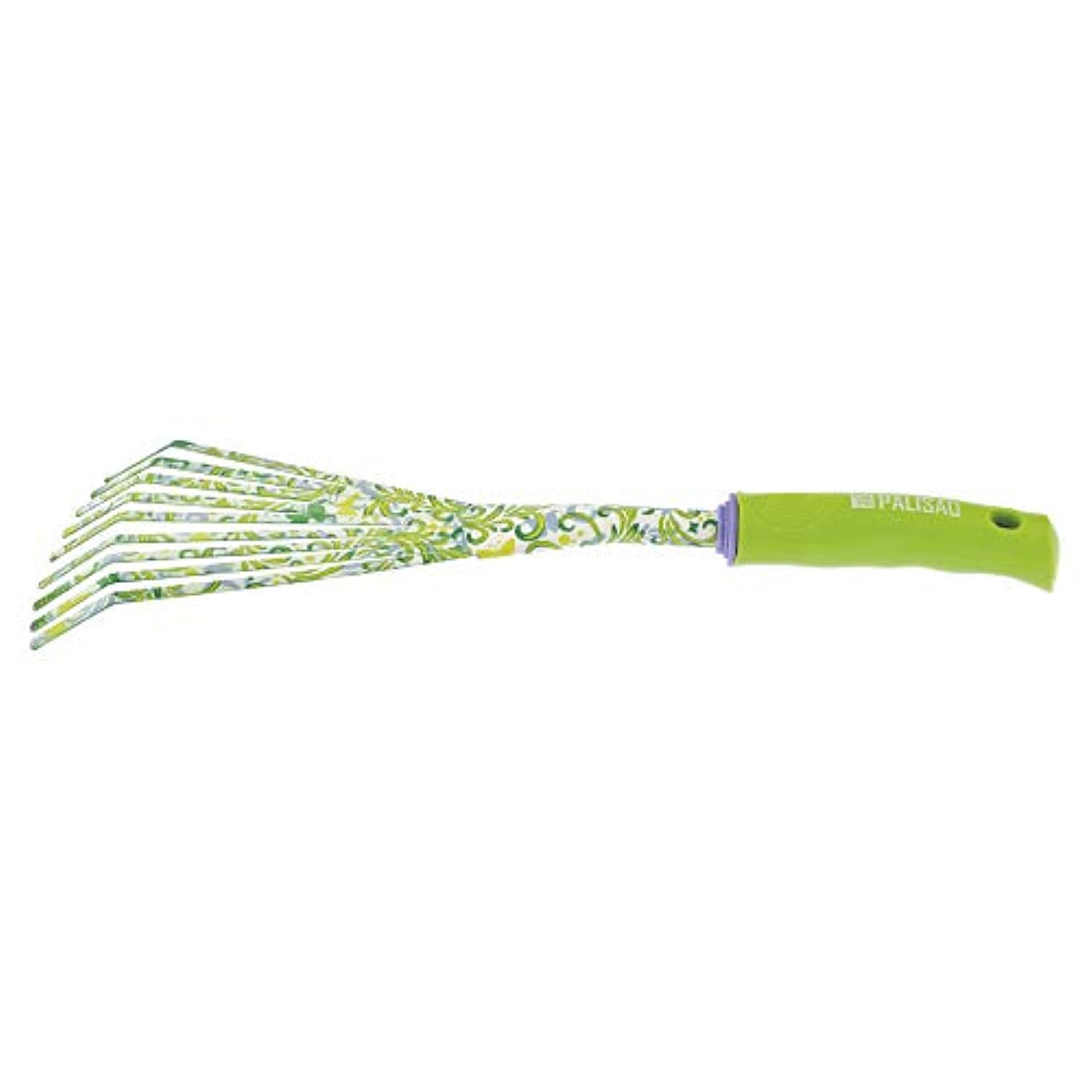 Fan Rake 9 - Teeth, 75 x 385 mm, Steel, Plastic Handle, Flower Green for villas, garden and parks (620428)