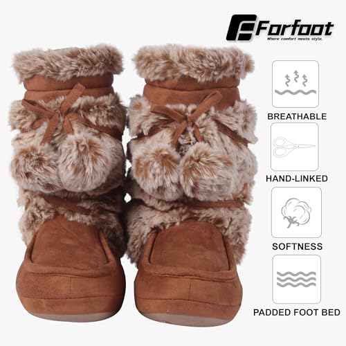 Forfoot Slipper Boots, Cozy Indoor Booties for Women Fluffy Comfortable House Shoes Fuzzy Anti-Slip Boots Winter2
