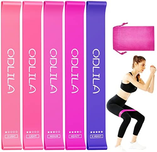 Odlila Resistance Bands, Exercise Workout Bands for Women and Men, 5 Set of Stretch Bands for Booty Legs, Exercise Loop Bands for General Exercise, Stretching and Strength Training(Purple)