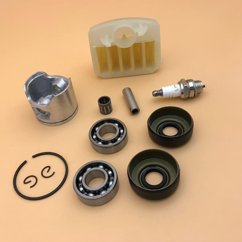 Replacement 44mm Piston Crank Bearing Oil Seal Air Filter Kit Compatible with Husqvarna 350 Chainsaw