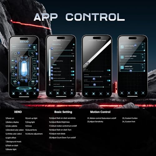 GADGETS 4 EVERYONE G4E Lichtschwert mit Bluetooth App, Smooth Swing, 16 Sound-Schriftarten, unendlicher RGB-Farbwechsel, Bewegungssteuerung, Upgrade RGB v3.0, Lichtschwert für Erwachsene und Cosplay