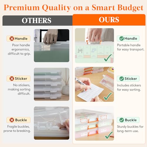Lifewit 6 Pcs Board Game Storage Boxes, 12.2x10.6'' Paper Container with Secure Latch, Plastic Portable Organizer with Handle & Labels for File,Document,Puzzles, Cards, Art Supplies by Lifewit - Image 3