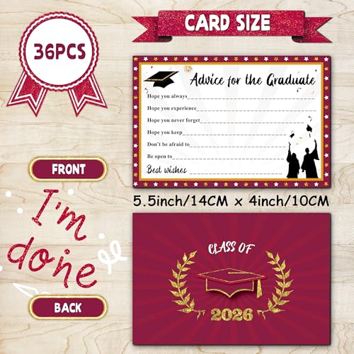 Image of Graduation Decorations Maroon and Gold 2026 - Giant Guest Book Alternative,Graduation Cards Box with 36PCS Graduation Advice Cards,Signature Board Congrats Grad Decorations Supplies Maroon 2026
