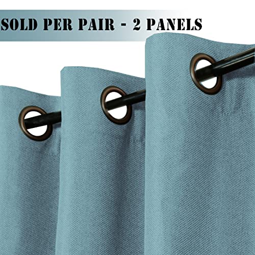 H.versailtex Linen Blackout Curtains 108 Inches Long For Bedroom/Living Room Thermal Insulated Grommet Curtain Drapes Primitive Textured Linen Burlap Effect Window Draperies 2 Panels - Eggshell Blue #TOP1