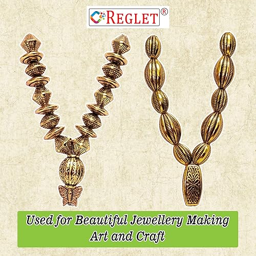 Image of 340 Pcs Golden Antique Beads for Jewellery Making Kit, Beads for Bracelet Making Kit, Beading, DIY Beadwork, Crafting, Embroidery, Bead Craft - 12 Designs, Acrylic, 280g, Pearls for Craft