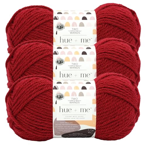 Image of Lion Brand Yarn, Hue + Me Chunky Yarn for Crocheting, Knitting, and Crafts, Framboise, 3 Pack