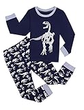 Bricnat Pyjama Jungen 110 Lang Schlafanzug Kinder Junge 104 Dinosaurier Langarm Baumwolle Pyjama Set Nachtwäsche Jungs