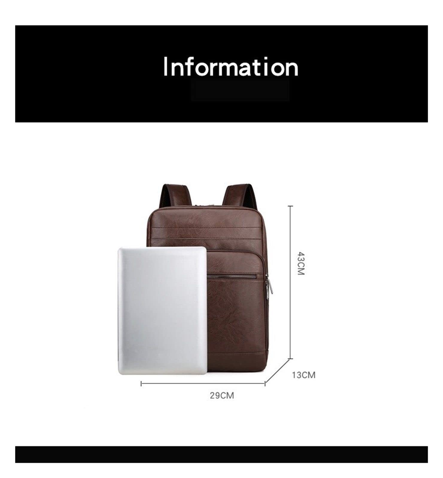 ZZSRJ Mochila de Moda for Hombre Mochila de Laptop de Cuero de Gran Capacidad de Color Grande (Color : Svart, tamaño : 43 * 13 * 29cm)