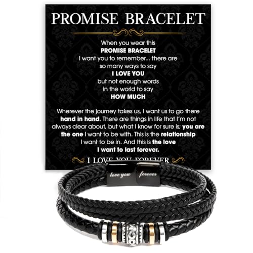 Promise Bracelet For Him, To My Man Bracelet With Heartfelt Message Card & Elegant Box, Father's Day, Wedding, Anniversary, Christmas, Birthday Gift For My Boyfriend, Husband