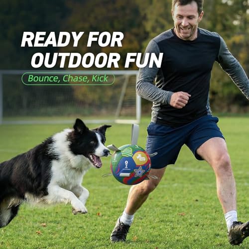 Image of QDAN Dog Soccer Ball with Straps, 7 Inch World Cup Soccer Ball for Dogs, Water Toy, Dog Ball Toys for Medium Large