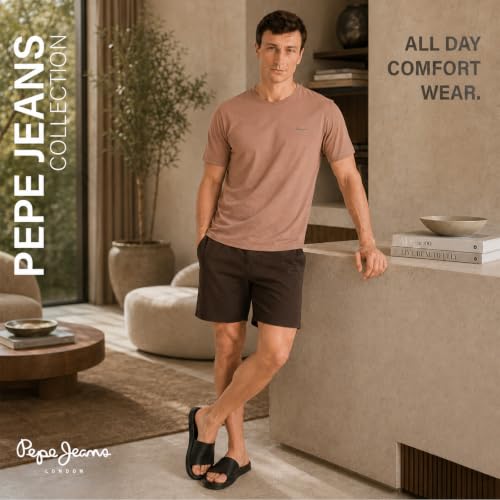 Image of Pepe Jeans Men's Solid 100% Cotton Regular Fit T-Shirt | Classic Everyday Basic Tee for Casual Soft Breathable Cotton Fabric | Round Neck | Short Sleeves | Comfortable All-Day Wear