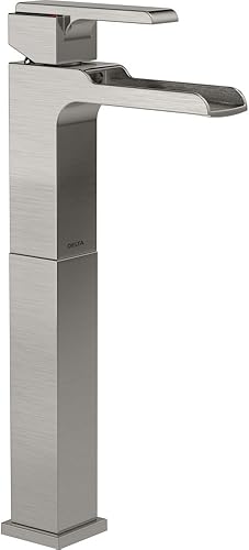 Delta Faucet Grifo del fregadero del recipiente grifo del baño del solo agujero níquel cepillado grifo de la cascada sola manija inoxidable 768LF-SS