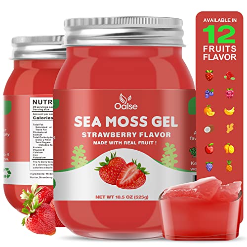 Oalse (18.5 Oz) Organic Sea Moss Gel Strawberry Flavor - Natural Seamoss Gel With 92 Minerals And Vitamins - Non-Gmo, Gluten-Free, Vegan - Immune Defense Thyroid Digestive Support #TOP20