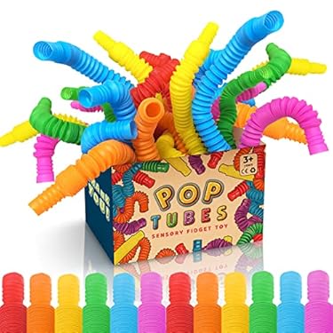 AMAZON - Mini Pop Tubes Fidget Toy 24 Pack, Sensory Stretch Tubes Kit Stress Relief Toys for Kids, Fun Pop Tubes Bulk, Classroom Party Favors Prizes, Birthday Party Supplies,Fine Motor Skills for Toddlers