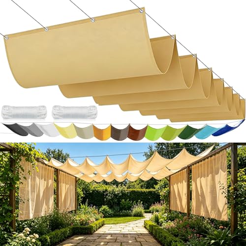 Pergola toile rétractable jaune sable pour sublimer vos repas sur la terrasse extérieure - 2