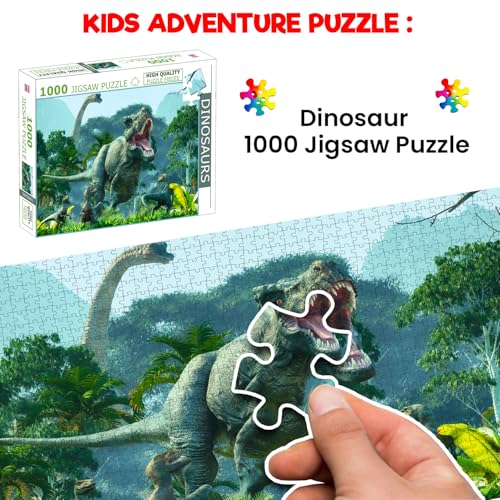 Image of Dinosaurs Puzzle Box - 1000 Piece Jigsaw Puzzle | Prehistoric Adventure Brain Game | Educational Gift for Kids and Dinosaur Lovers