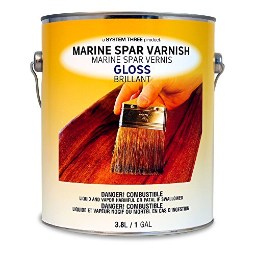 System Three 1850S24 Clear Marine Spar Urethane Varnish Coating, Gloss, 1 gal Can